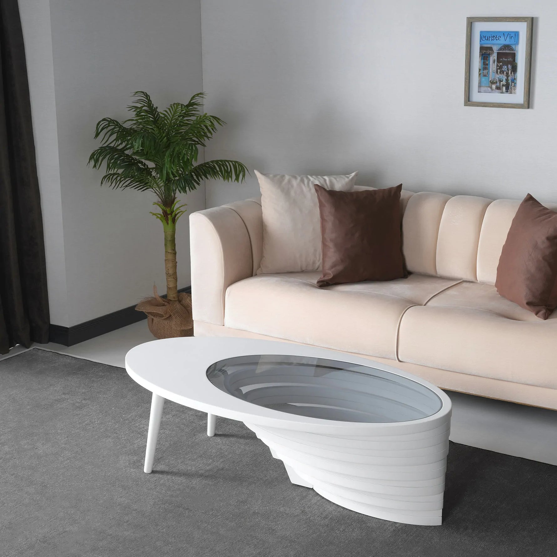 white coffee table, Drop Shape
