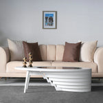 Layered edge designer coffee table with glass inset