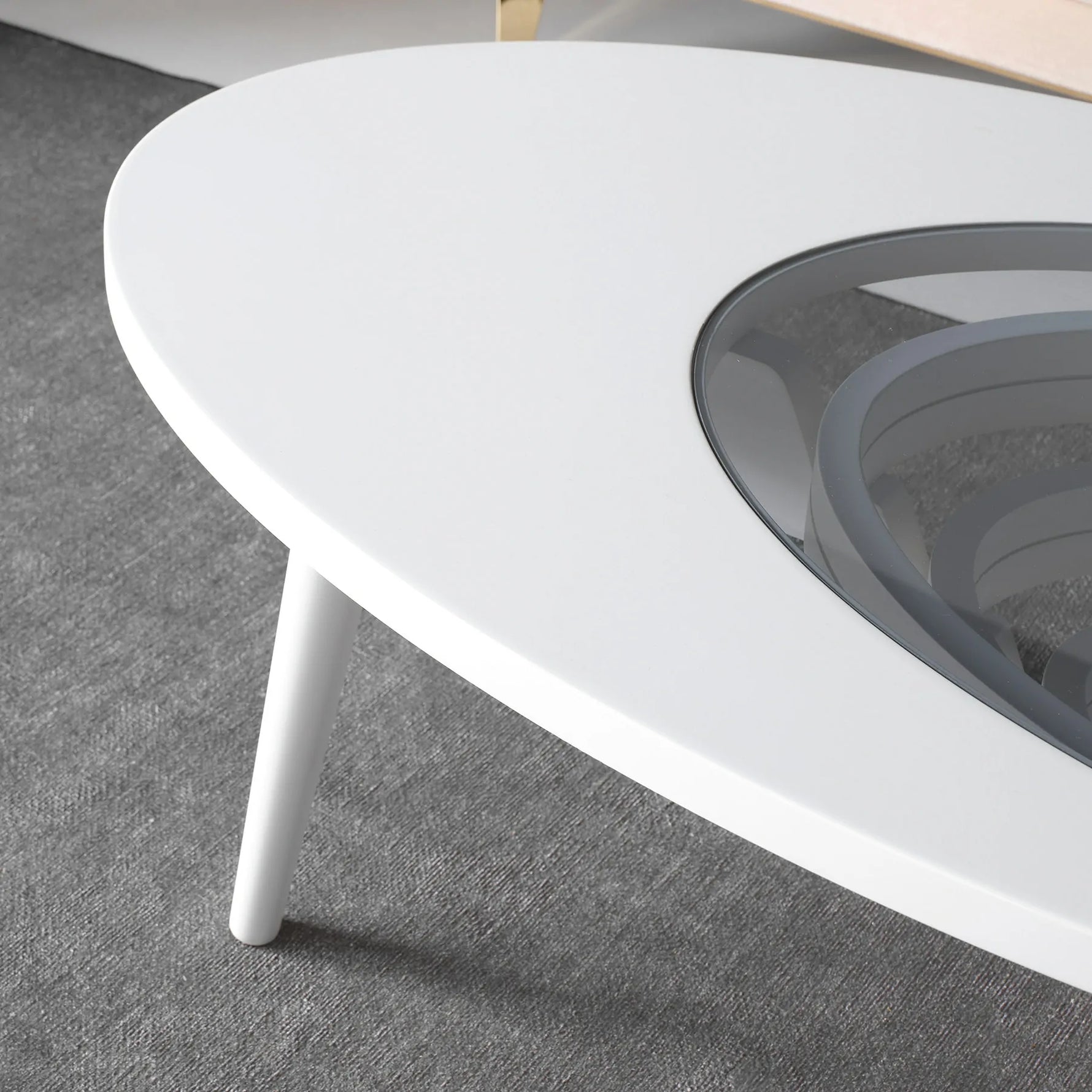 Elegant handcrafted coffee table with teardrop wood design