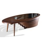 Handcrafted coffee table with asymmetrical sculptural base