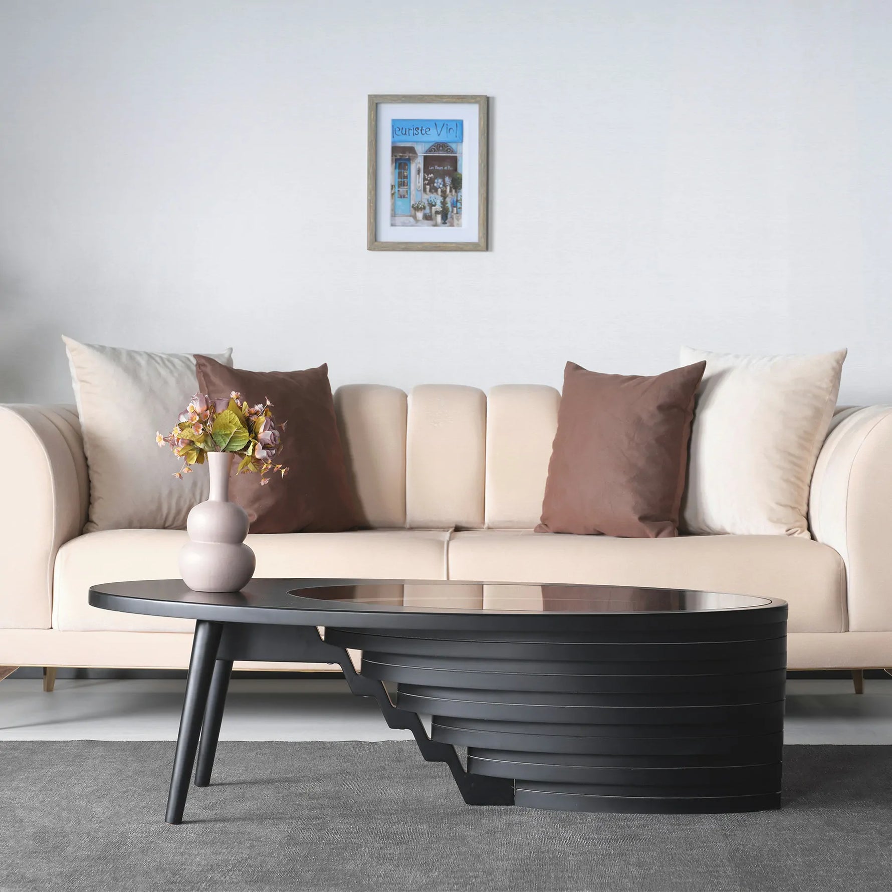 Contemporary living room table with organic flowing curves