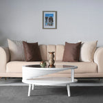 White round table with layered glass top design