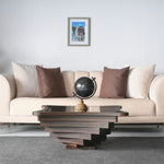 Architectural square table with tiered wood structure