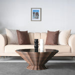 Modern artistic table with circular scalloped glass top