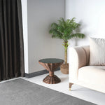 Elegant designer end  table with curved wooden silhouette