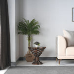 Living room centerpiece end  table with organic geometry
