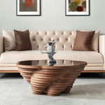 Modern wooden coffee table with organic rounded edges