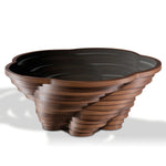 Contemporary wood coffee table with soft silhouette