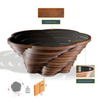 Artistic coffee table with layered circular wood structure